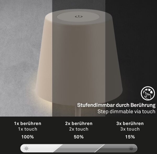 Briloner 7508011 - Lampă de birou LED reîncărcabilă cu dimmer LED/2,5W/5V IP44 bej
