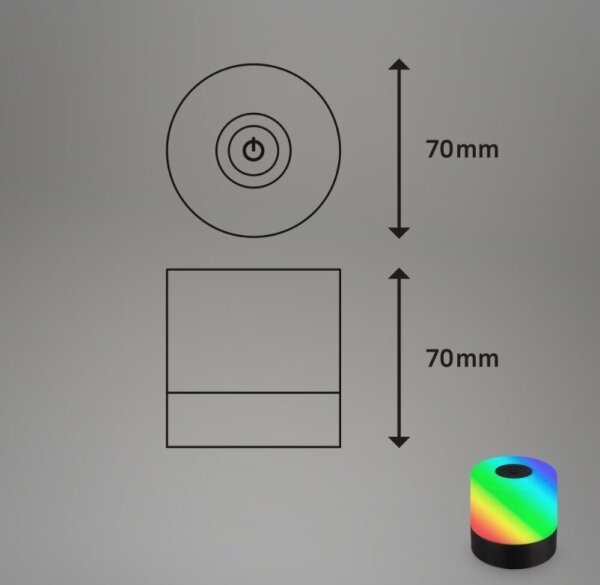 Lampă LED RGB reîncărcabilă de masă Briloner 7462015 LED/1,5W/5V IP44 negru