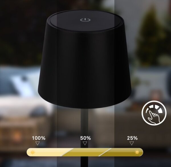 Lampă LED dimabilă de masă Briloner 7423015 LED/2,6W/5V IP44 negru