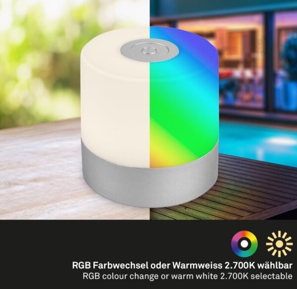 Lampă LED RGB reîncărcabilă de masă Briloner 7462014 LED/1,5W/5V IP44 crom