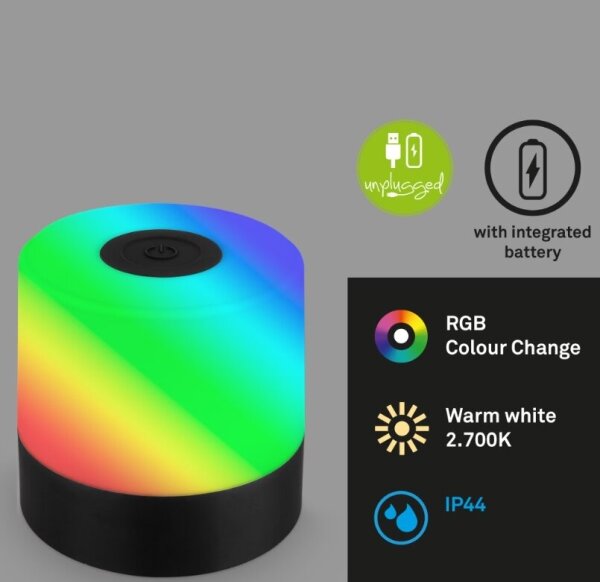 Lampă LED RGB reîncărcabilă de masă Briloner 7462015 LED/1,5W/5V IP44 negru