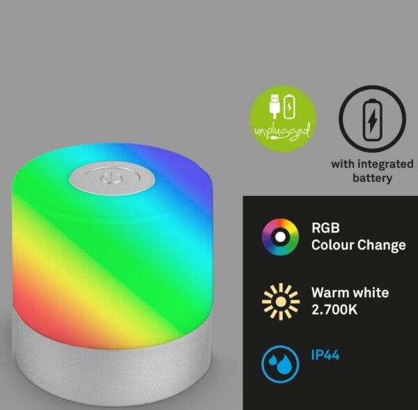 Lampă LED RGB reîncărcabilă de masă Briloner 7462014 LED/1,5W/5V IP44 crom