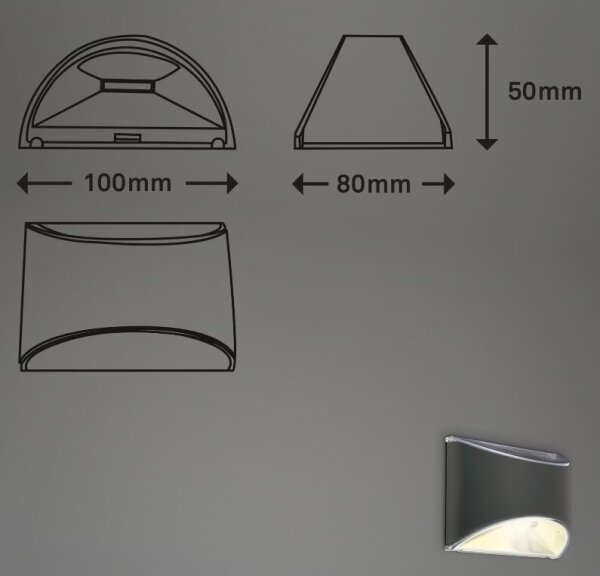 Briloner 3133015 - Aplica de perete solară cu LED/2W/3,7V IP44 3000K