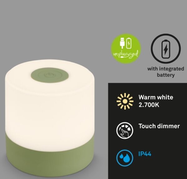 Lampă LED reîncărcabilă dimabilă de masă Briloner 7461019 LED/2W/5V IP44 verde