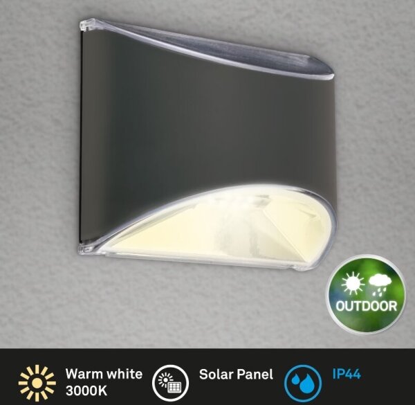 Briloner 3133015 - Aplica de perete solară cu LED/2W/3,7V IP44 3000K