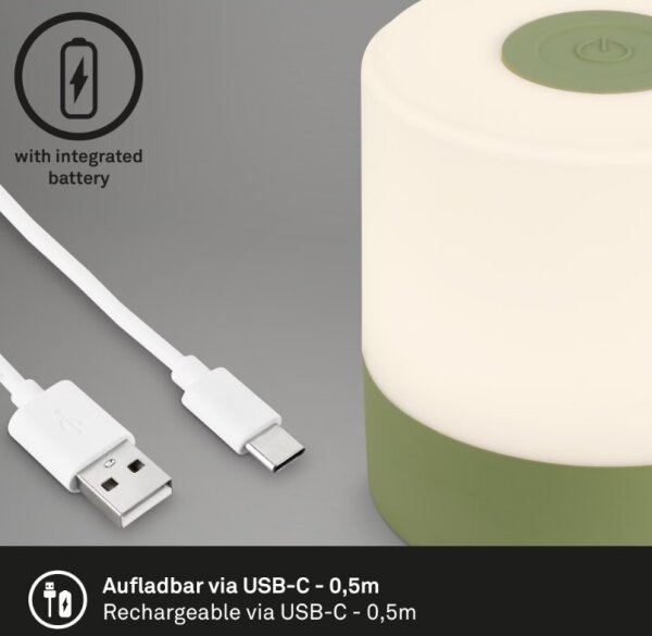Lampă LED reîncărcabilă dimabilă de masă Briloner 7461019 LED/2W/5V IP44 verde