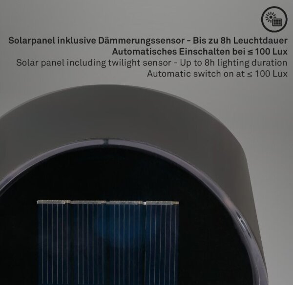 Briloner 3133015 - Aplica de perete solară cu LED/2W/3,7V IP44 3000K