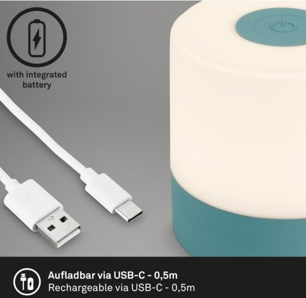 Lampă LED reîncărcabilă dimabilă de masă Briloner 7461010 LED/2W/5V IP44 albastru