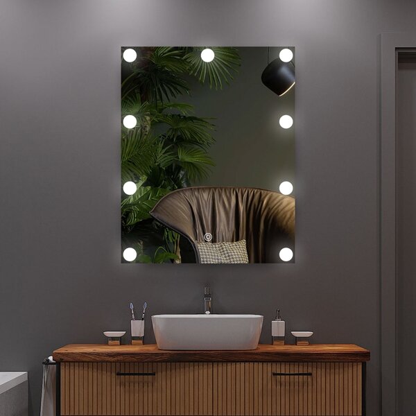 Oglindă LED cu funcție de iluminare 9xLED/1W/230V 3000/4000/6000K 50x40 cm IP44