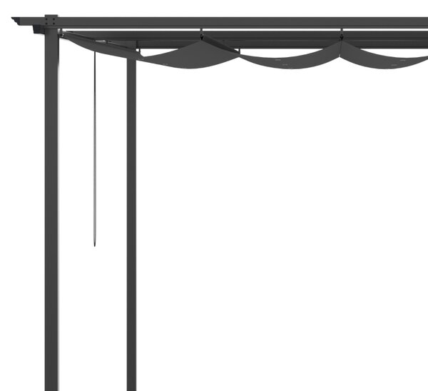 Foisor tip pergola Outsunny cu acoperis culisant, suruburi si carlige incluse, otel si poliester 390x290x220 cm, gri | Aosom Romania