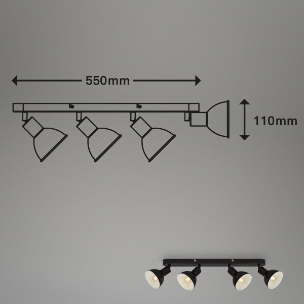 Spot Brilo RETRO 4xE14/25W/230V negru