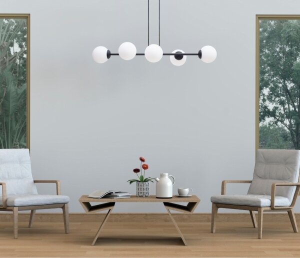 Lustră pe cablu FIRA 5xE27/60W/230V negru