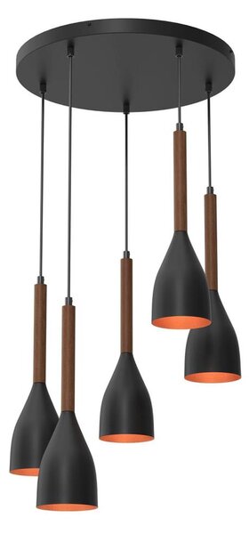 Lustră pe cablu MUZA 5xE27/15W/230V negru/maro/cupru