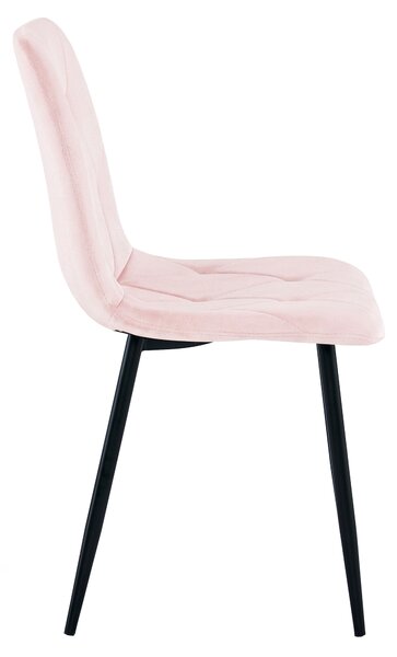 Scaun de dining din catifea roz deschis LIBRA cu picioare negre