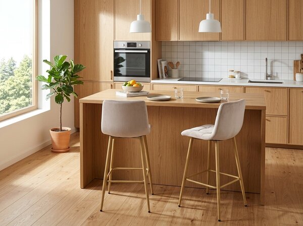 Scaun de bar ARCETO VELVET, bej