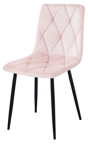 Scaun de dining din catifea roz deschis LIBRA cu picioare negre
