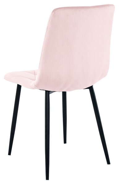 Scaun de dining din catifea roz deschis LIBRA cu picioare negre