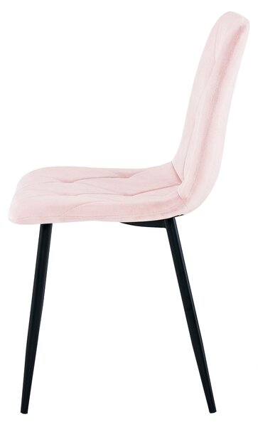 Scaun de dining din catifea roz deschis LIBRA cu picioare negre
