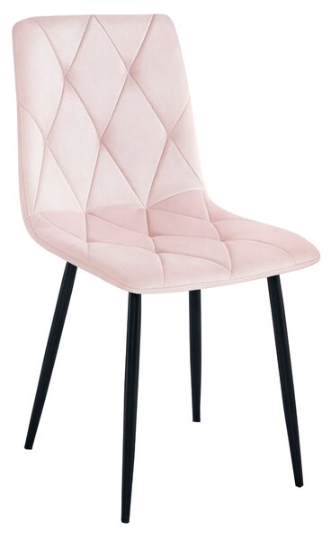Scaun de dining din catifea roz deschis LIBRA cu picioare negre