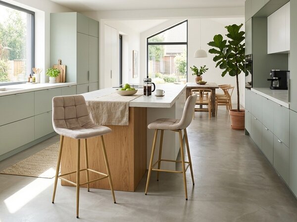 Scaun de bar ARCETO VELVET, bej
