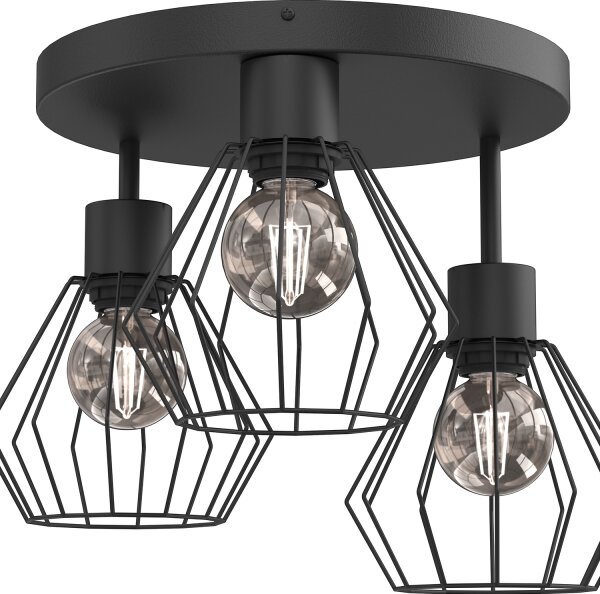 Plafonieră PARKLA 3xE27/15W/230V negru