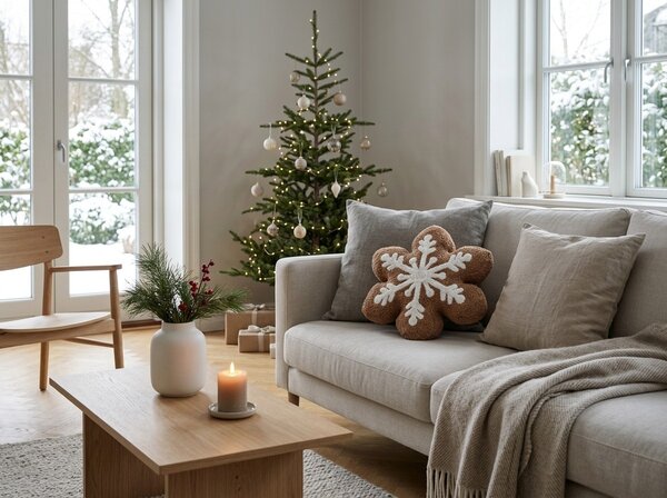 Perna decorativa SNOW COOKIE 35x35 cm, maro
