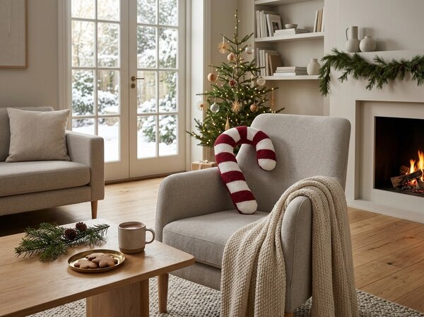 Perna decorativa CHRISTMAS CANDY 26x40 cm, rosu-alb