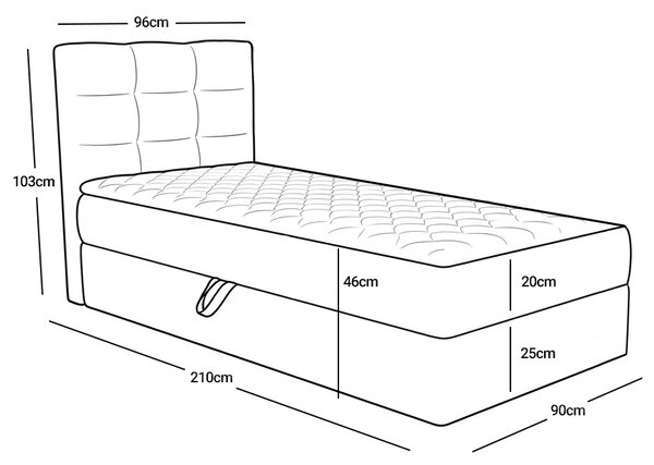 Pat boxspring tapitat DIRELIS TRINITY 90x200 cm bej Saltele: Saltea cu arcuri Bonell