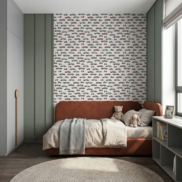 Tapet Parada micilor mașini retro, Tapet vintage, a01172 : Uwalls.ro