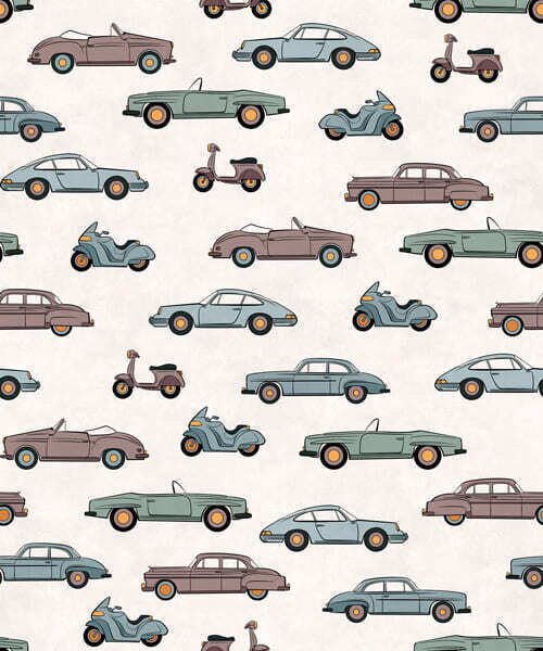 Tapet Parada micilor mașini retro, Tapet vintage, a01172 : Uwalls.ro