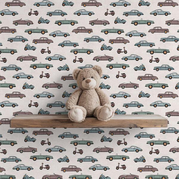 Tapet Parada micilor mașini retro, Tapet vintage, a01172 : Uwalls.ro