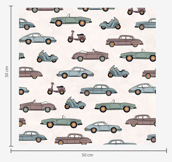 Tapet Parada micilor mașini retro, Tapet vintage, a01172 : Uwalls.ro