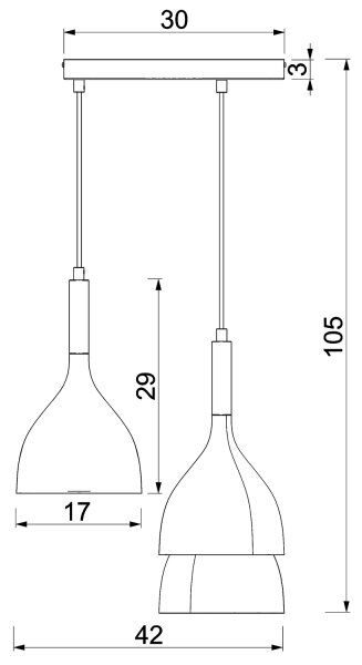 Lustră pe cablu NOAK 3xE27/15W/230V bej/auriu