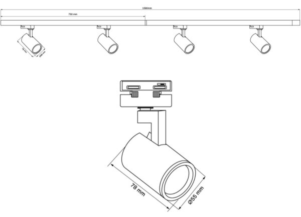 Spot pentru sistem de șină LYNX 4xGU10/10W/230V alb