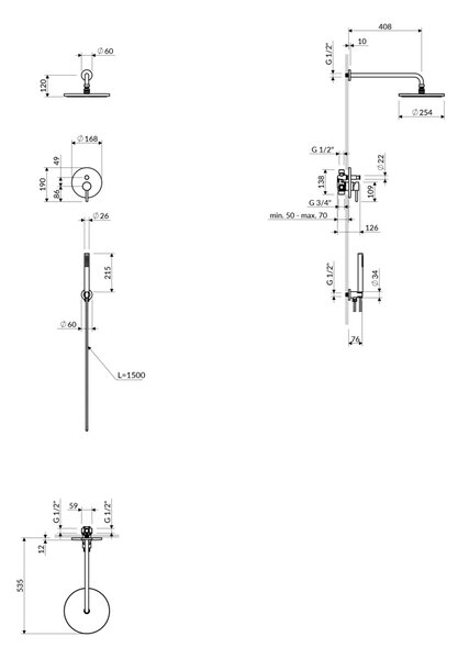 Set de dus incastrat Omnires Y pentru, alb mat