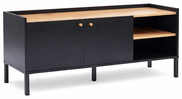 Comoda cu 2 uși și spațiu de depozitare, 130 cm - Black