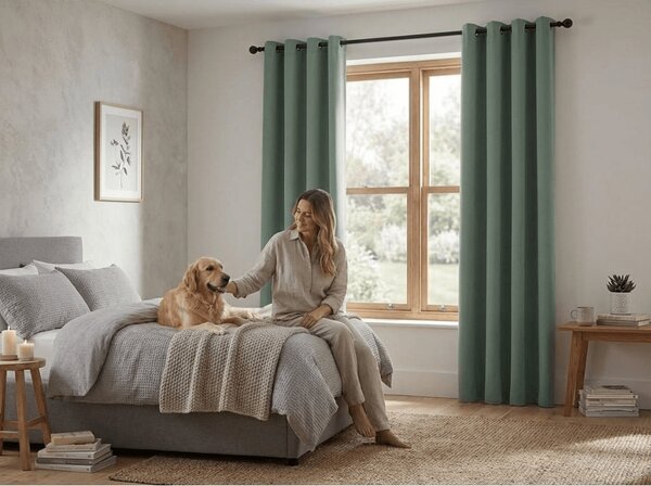 Draperie verde-gri OXFORD 140x250 cm Agatat: Inele metalice