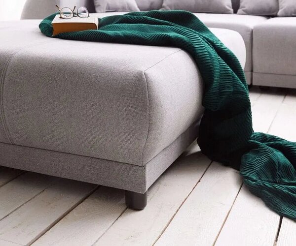 Canapea extensibilă dumonde cu 2 lăzi de depozitare si sezut confortabil din spuma high-density, Verona Enjoy Grey 310x120 cm cu taburet inclus
