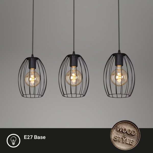 Lustră pe cablu Brilo WAKTU 3xE27/60W/230V arbore de cauciuc