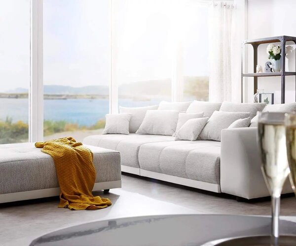 Canapea extensibilă dumonde cu 2 lăzi de depozitare Verona Loft White 310x120 cm cu taburet inclus
