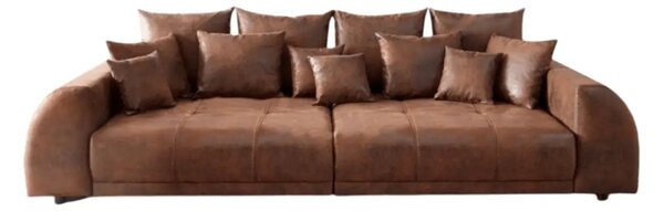 Canapea extensibilă dumonde cu 2 lăzi de depozitare si sezut confortabil din spuma high-density, Verona Madagaskar Brown 310x120 cm cu taburet inclus