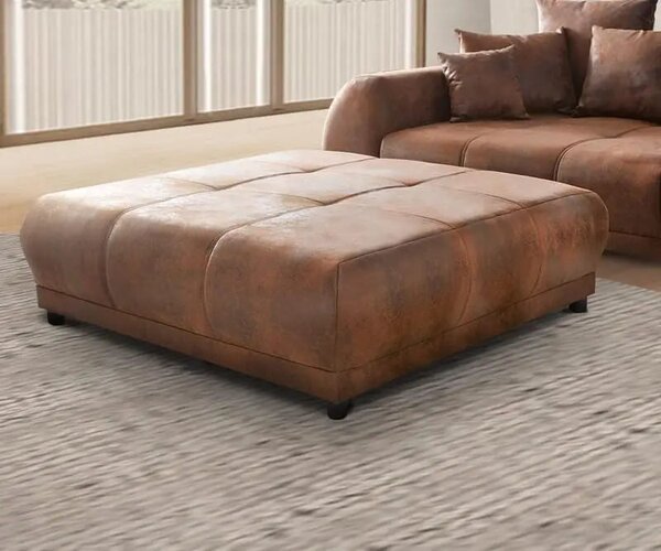 Canapea extensibilă dumonde cu 2 lăzi de depozitare si sezut confortabil din spuma high-density, Verona Madagaskar Brown 310x120 cm cu taburet inclus