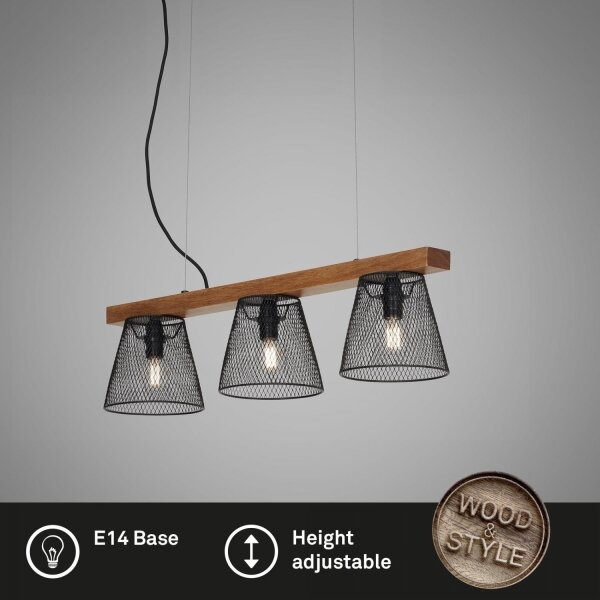 Lustră pe cablu Briloner 4077-035 WOOD & STYLE 3xE14/25W/230V