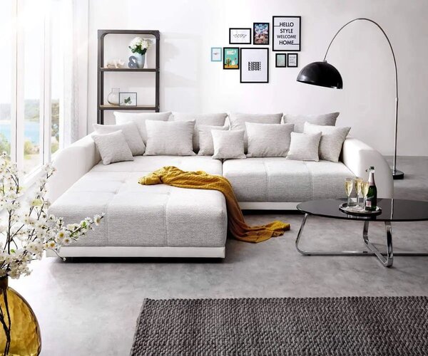 Canapea extensibilă dumonde cu 2 lăzi de depozitare Verona Loft White 310x120 cm cu taburet inclus