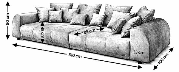 Canapea extensibilă dumonde cu 2 lăzi de depozitare Verona Loft White 310x120 cm cu taburet inclus
