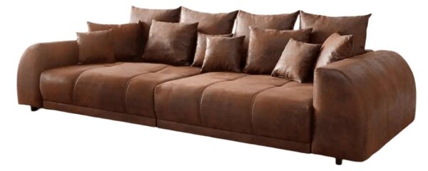 Canapea extensibilă dumonde cu 2 lăzi de depozitare si sezut confortabil din spuma high-density, Verona Madagaskar Brown 310x120 cm cu taburet inclus