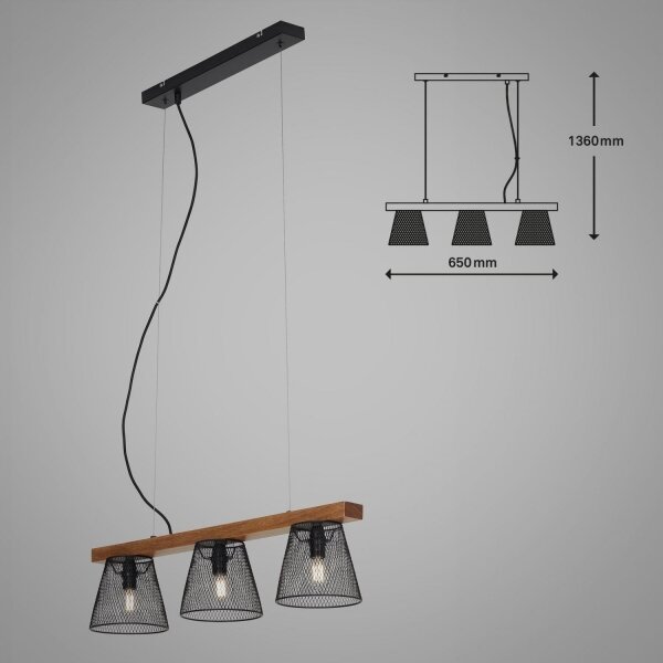 Lustră pe cablu Briloner 4077-035 WOOD & STYLE 3xE14/25W/230V
