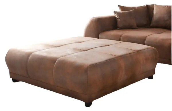 Canapea extensibilă dumonde cu 2 lăzi de depozitare si sezut confortabil din spuma high-density, Verona Madagaskar Brown 310x120 cm cu taburet inclus