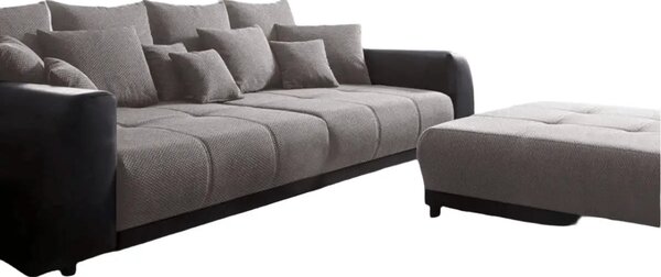 Canapea extensibilă dumonde cu 2 lăzi de depozitare si sezut confortabil din spuma high-density, Verona Magma Black 310x120 cm cu taburet inclus