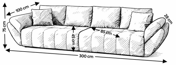 Canapea extensibilă dumonde cu ladă de depozitare si sezut confortabil din spuma high-density, Berlin Enjoy Camel 300x100 cm